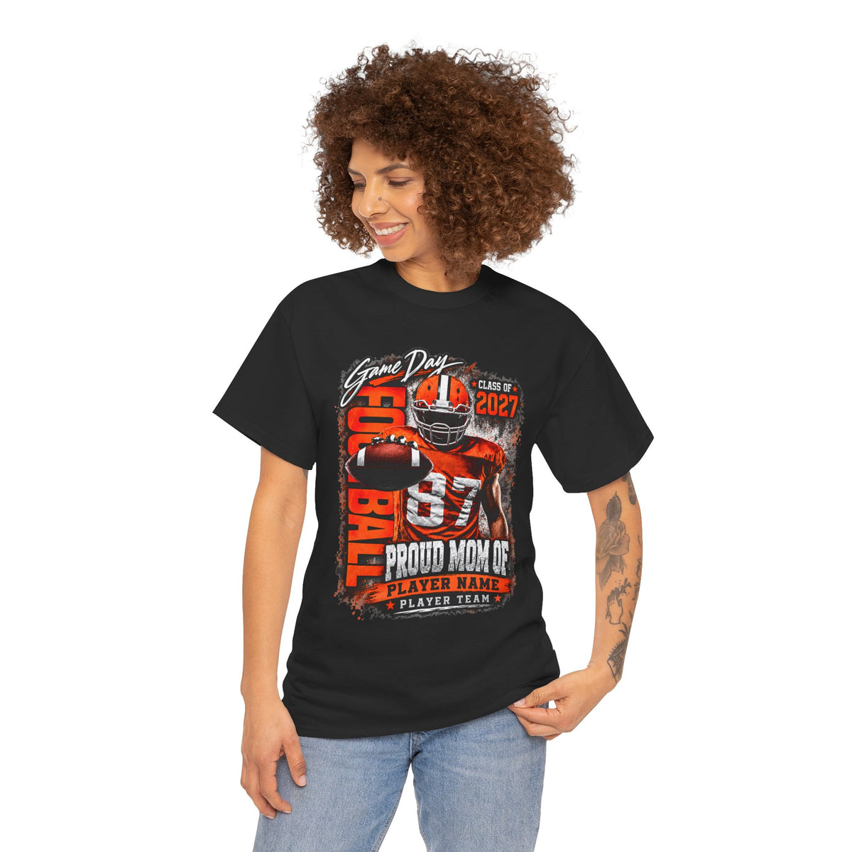 Personalized Football Mom Shirt, Game Day Mom Tee, Proud Mom of Player, Class of 2027 Football Shirt