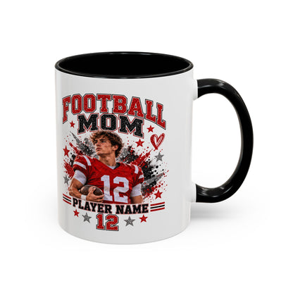 Personalized Football Mom Photo Mug – Custom Football Player Name & Number