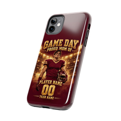 Personalized Game Day Proud Mom Photo Phone Case – Burgundy & Gold