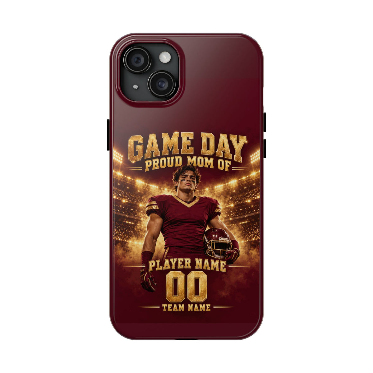 Personalized Game Day Proud Mom Photo Phone Case – Burgundy & Gold