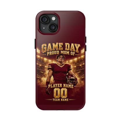 Personalized Game Day Proud Mom Photo Phone Case – Burgundy & Gold