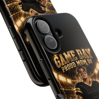 Personalized Game Day Proud Mom Photo Phone Case – Black & Gold
