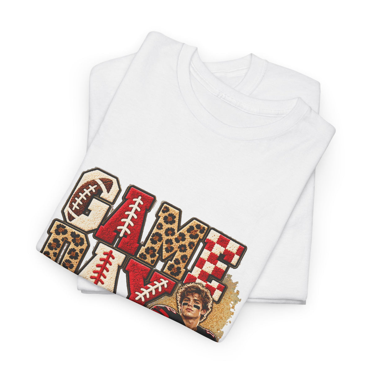 Personalized Game Day Football Mom Photo Shirt – Leopard Chenille Effect, Proud Mom of, Custom Player Name Team 2027