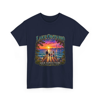 Personalized Lake Ontario Family T-Shirt – Toronto Sunset, Custom Family Name & Our Happy Place