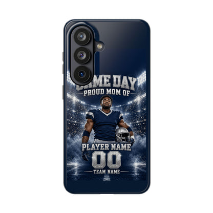 Personalized Game Day Proud Mom Photo Phone Case – Navy & Silver
