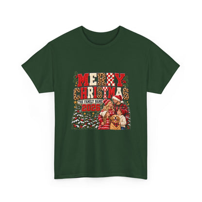 Personalized Merry Christmas Family Photo Shirt — Leopard & Printed Glitter