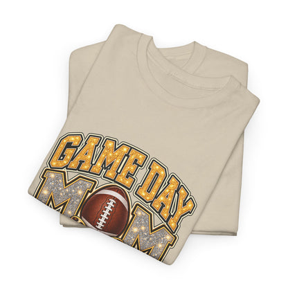 Personalized Game Day Mom Football Shirt – Gold Silver Leopard Bow, Custom Player Name Number & Team