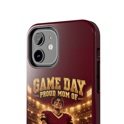 Personalized Game Day Proud Mom Photo Phone Case – Burgundy & Gold
