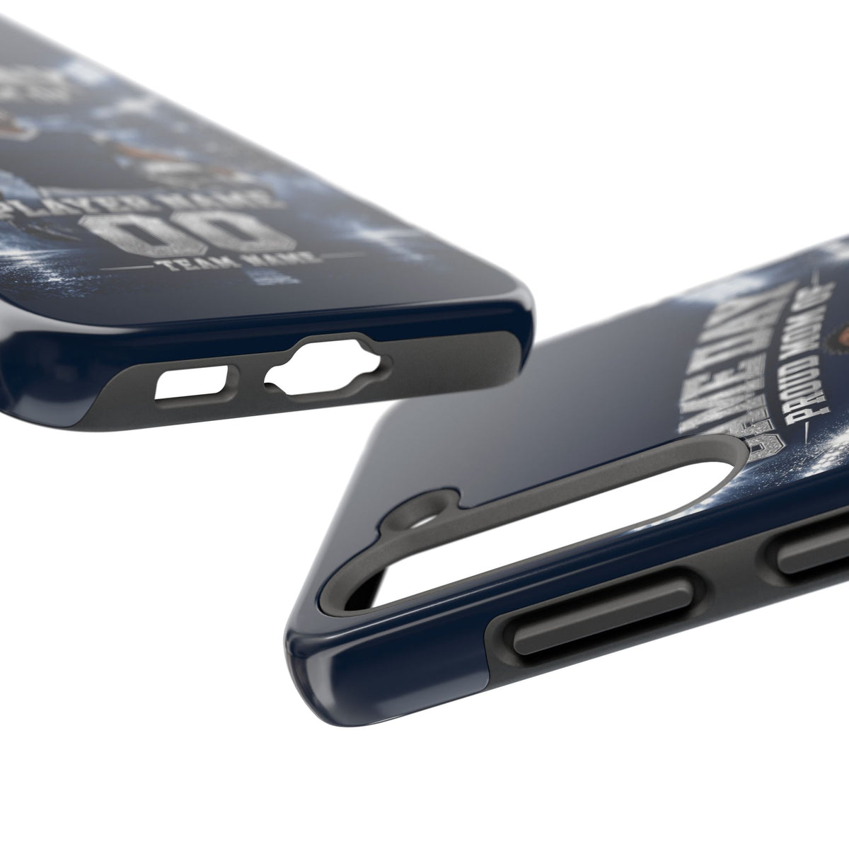 Personalized Game Day Proud Mom Photo Phone Case – Navy & Silver