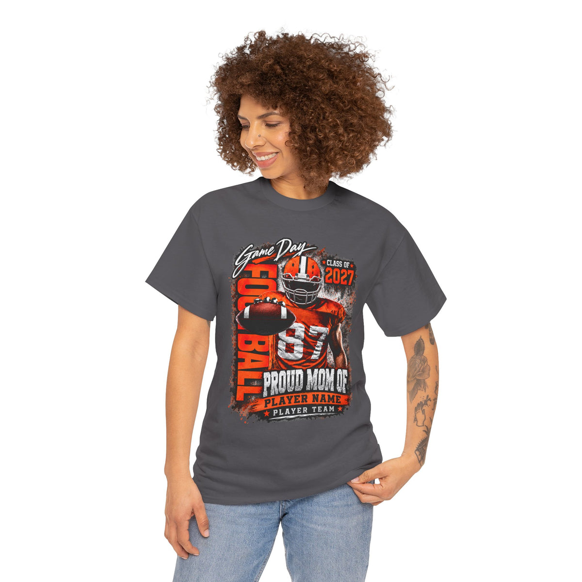 Personalized Football Mom Shirt, Game Day Mom Tee, Proud Mom of Player, Class of 2027 Football Shirt