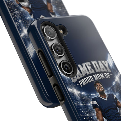 Personalized Game Day Proud Mom Photo Phone Case – Navy & Silver