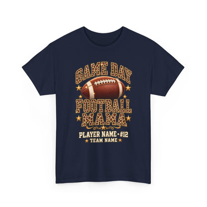 Personalized Game Day Football Mama Shirt — Leopard Gold
