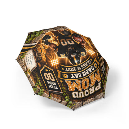Personalized Football Mom Umbrella – Custom Player Name Number & Team Colors – Proud Mom Game Day Gift