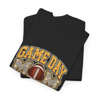 Personalized Game Day Mom Football Shirt – Gold Silver Leopard Bow, Custom Player Name Number & Team