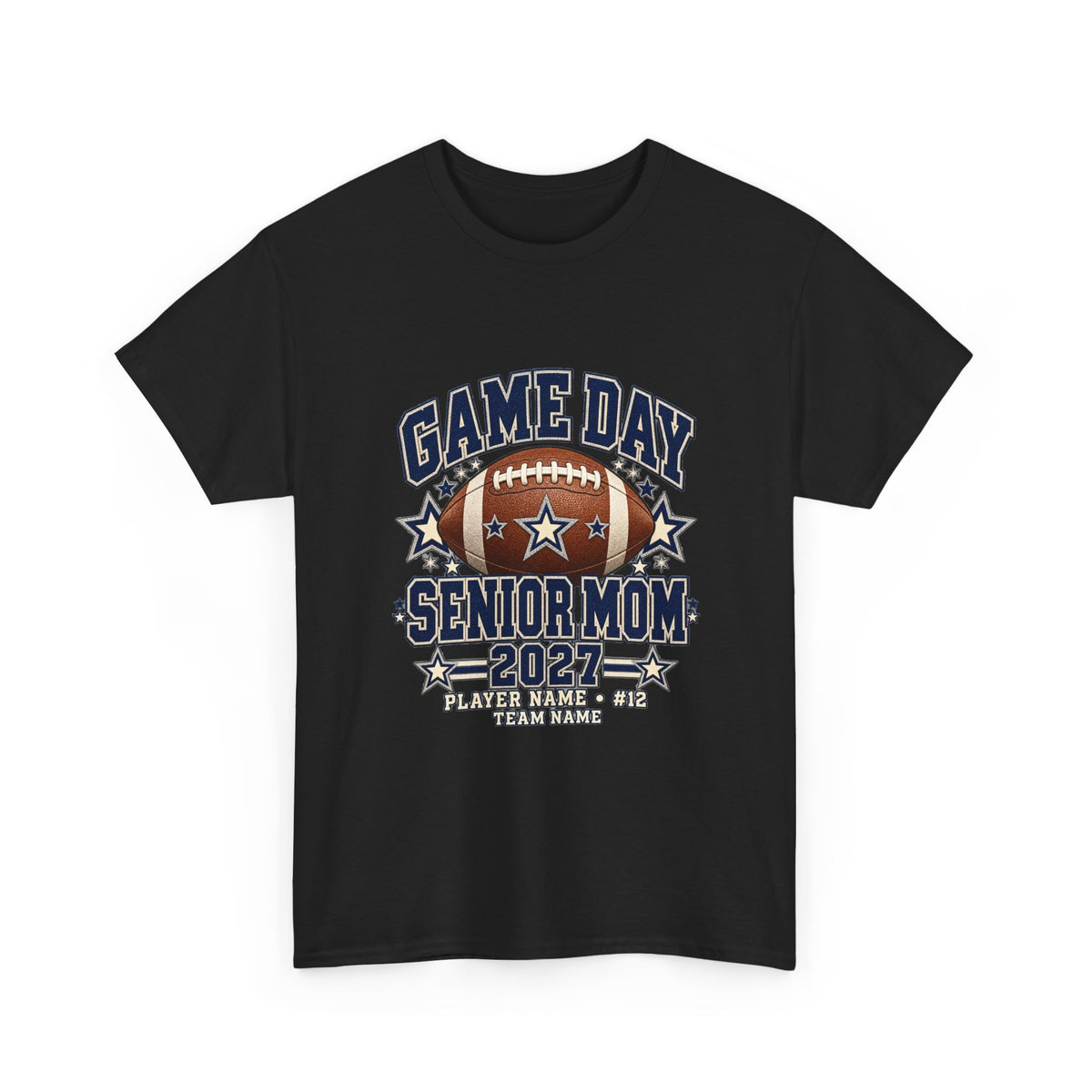Personalized Game Day Senior Mom Shirt — Navy Silver Custom Year