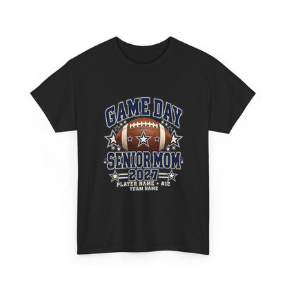 Personalized Game Day Senior Mom Shirt — Navy Silver Custom Year