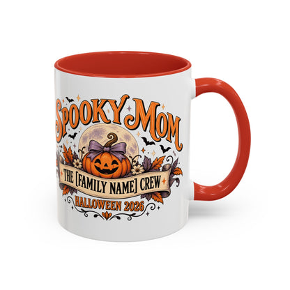 Personalized Spooky Mom Halloween Mug, Custom Family Name Coffee Cup, Halloween Mom Gift, Pumpkin Mug, Fall Gift for Mom