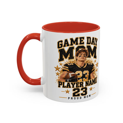 Personalized Game Day Mom Photo Mug – Custom Football Player Name & Number
