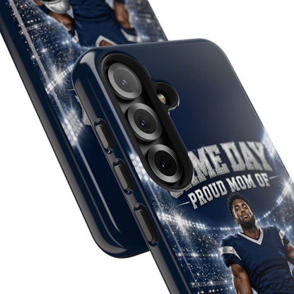 Personalized Game Day Proud Mom Photo Phone Case – Navy & Silver