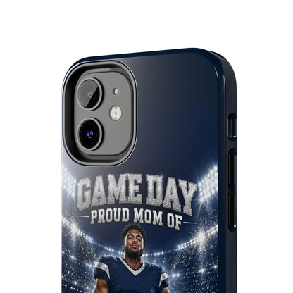 Personalized Game Day Proud Mom Photo Phone Case – Navy & Silver