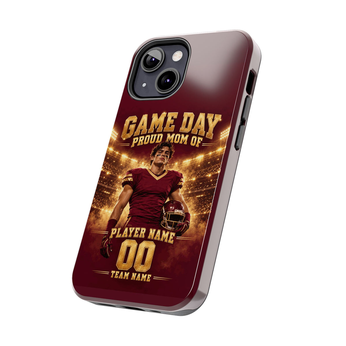 Personalized Game Day Proud Mom Photo Phone Case – Burgundy & Gold