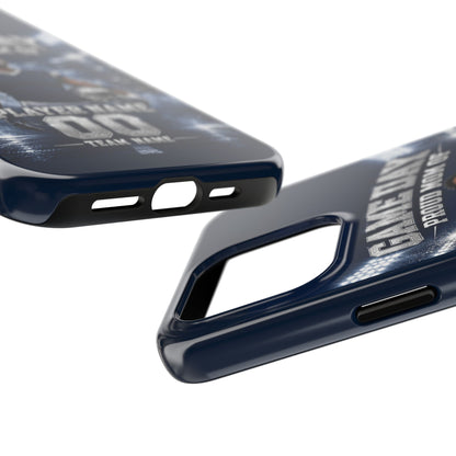 Personalized Game Day Proud Mom Photo Phone Case – Navy & Silver