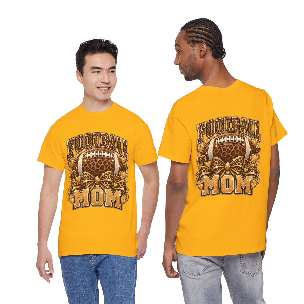 Football Mom T-Shirt — Leopard Football Design, Game Day Mom Tee