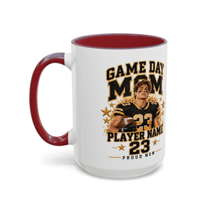 Personalized Game Day Mom Photo Mug – Custom Football Player Name & Number