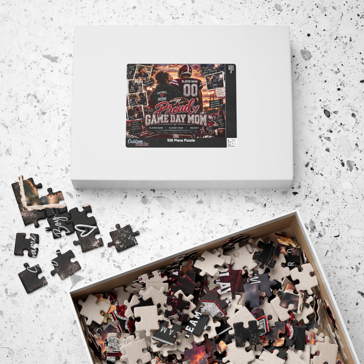 Personalized Football Mom Puzzle – Proud Game Day Mom Gift, Custom Player Name & Team, Mother Son Keepsake, Senior Night Gift 110 520 1014 pice