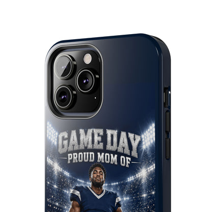 Personalized Game Day Proud Mom Photo Phone Case – Navy & Silver