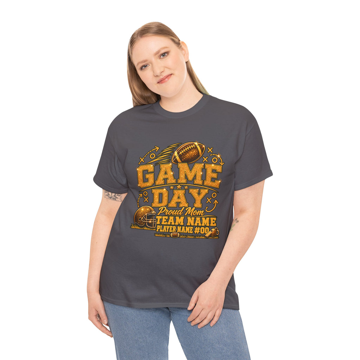 Personalized Football Mom Shirt, Game Day Proud Mom Tee, Senior Mom 2027 Shirt, Custom Player Name Number, Glitter Effect Football Gift