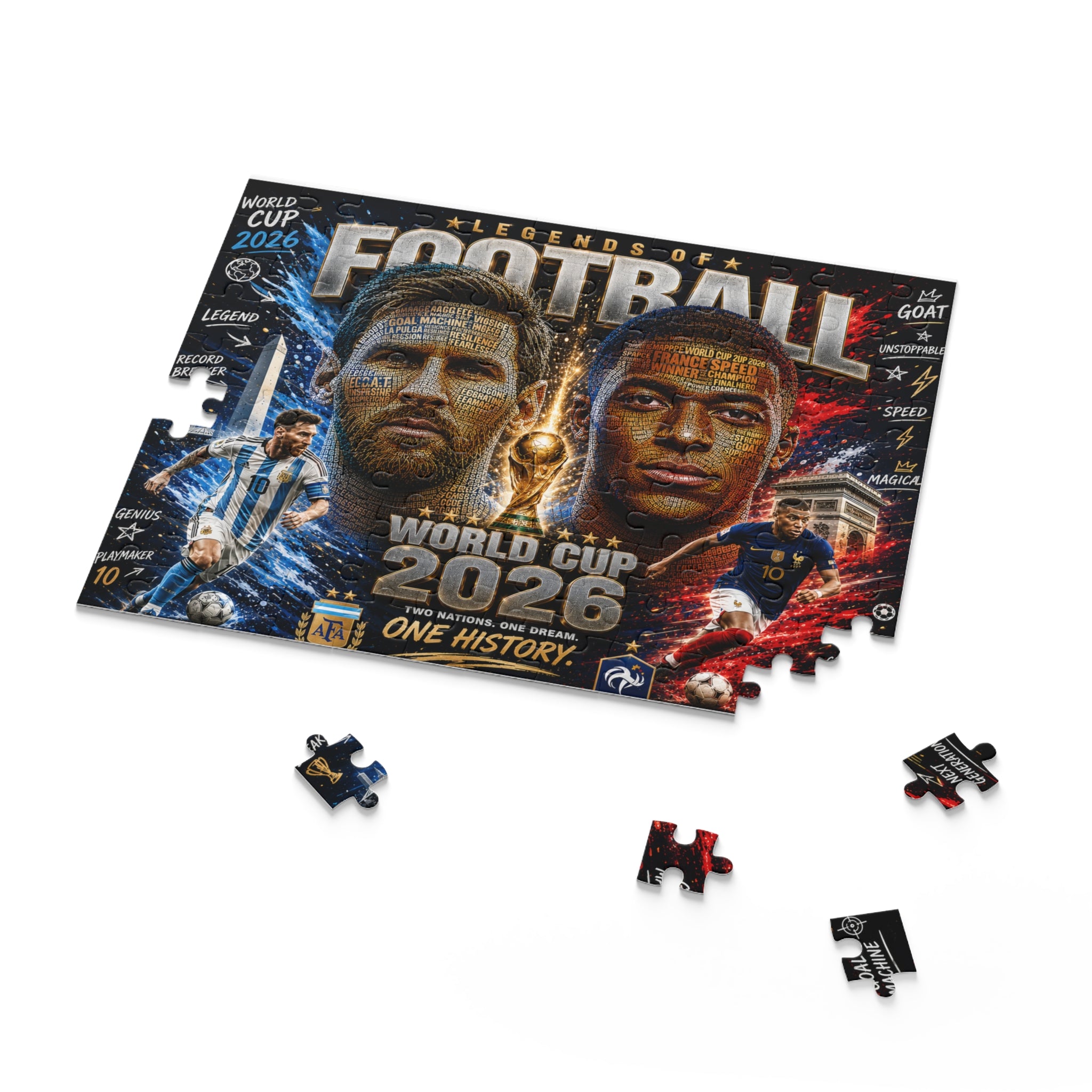 World Cup 2026 Football Legends Puzzle — 120/252/500-Piece Soccer Jigsaw