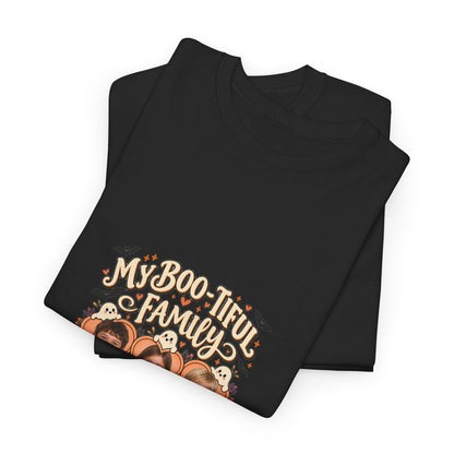 MY BOO-TIFUL FAMILY – Personalized Halloween Mom Photo T-Shirt – 3 Kids Photos & Names