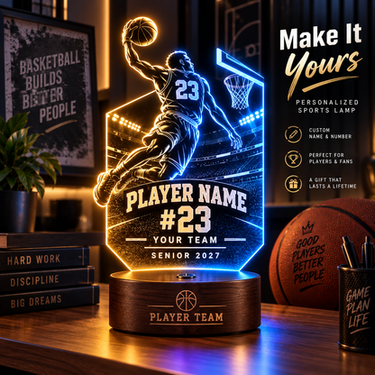 🏆 Proud Mom. Biggest Fan. Forever Memories. ❤️ Personalized Game Day LED Lamp!