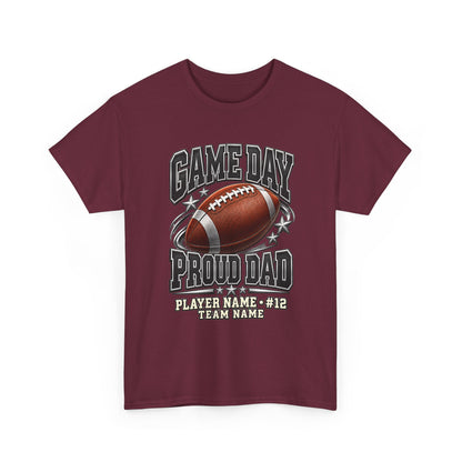 Personalized Game Day Proud Dad Shirt — Black Silver Football