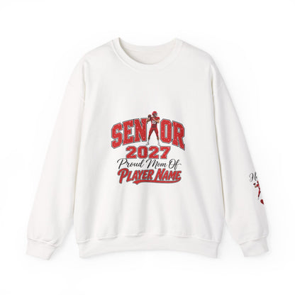 Personalized Senior Mom 2027 Sweatshirt — Quarterback Photo & Sleeve Heart