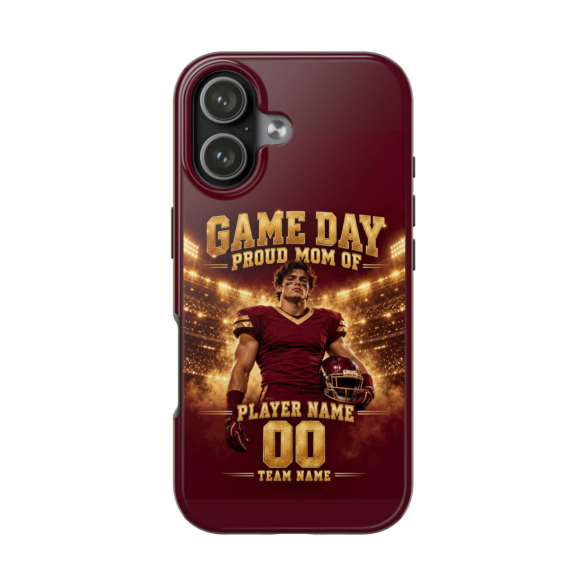 Personalized Game Day Proud Mom Photo Phone Case – Burgundy & Gold