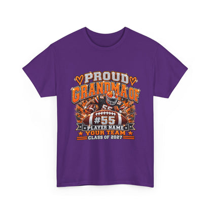Personalized Football Grandma Shirt  Custom Player Photo, Name & Number, Glitter Effect Proud Grandma Game Day Tee