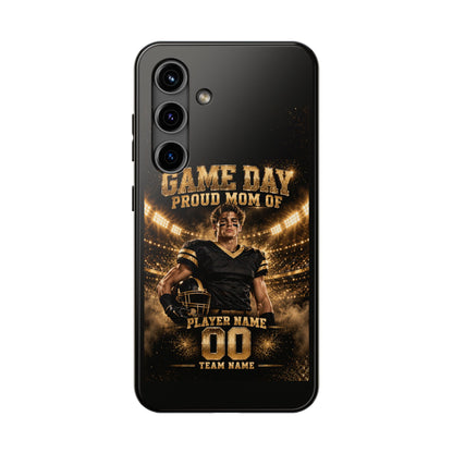Personalized Game Day Proud Mom Photo Phone Case – Black & Gold