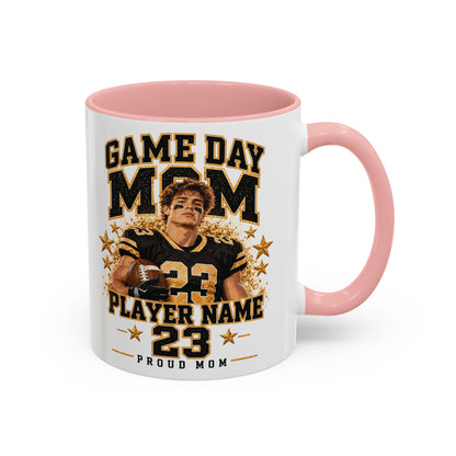 Personalized Game Day Mom Photo Mug – Custom Football Player Name & Number