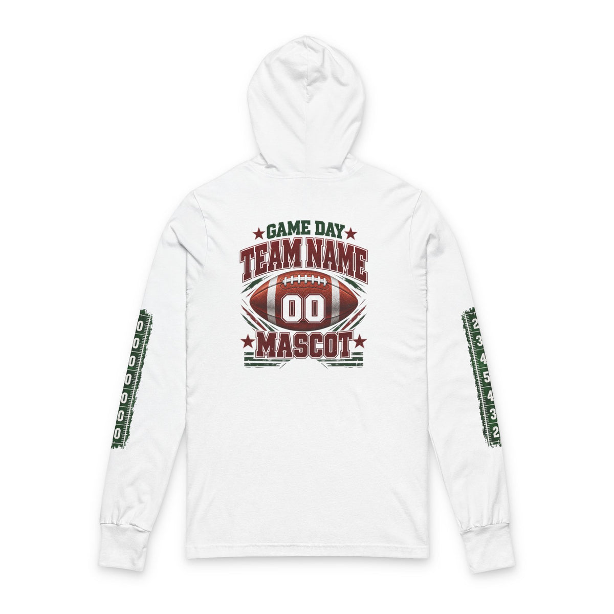 Game Day Football Hoodie Tee — Custom Team Name & Mascot (Number 00)