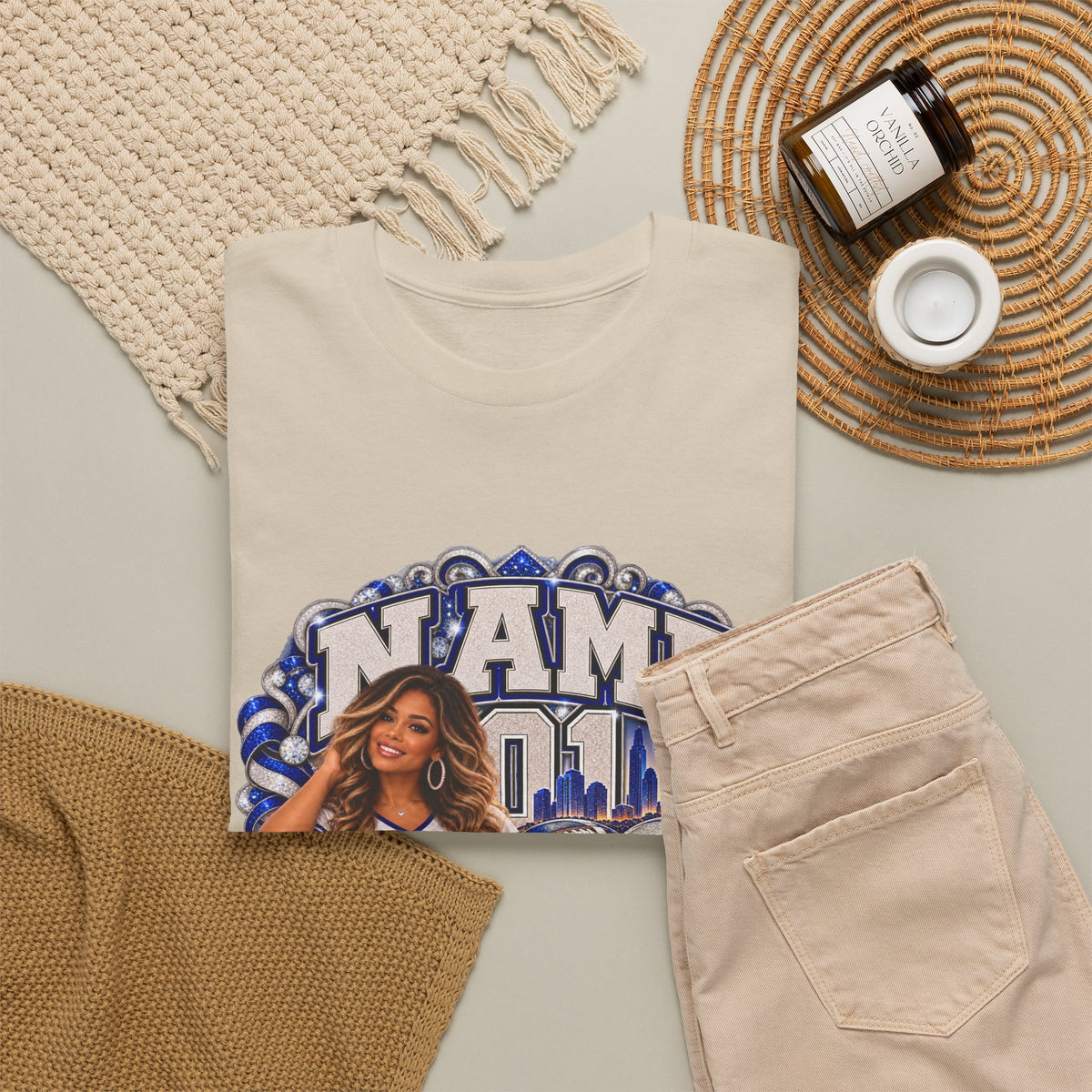 Personalized Football Mom Shirt – Custom Player Name, Number & Team Name – Lady Mascot Game Day Mom Tee – Glitter Effect