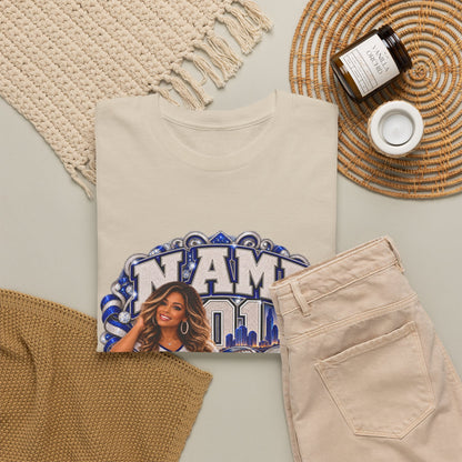 Personalized Football Mom Shirt – Custom Player Name, Number & Team Name – Lady Mascot Game Day Mom Tee – Glitter Effect