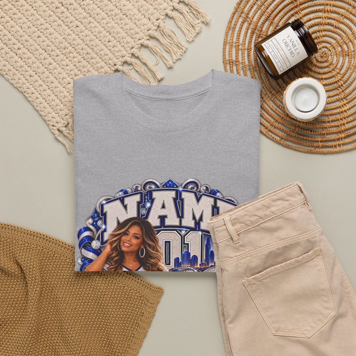 Personalized Football Mom Shirt – Custom Player Name, Number & Team Name – Lady Mascot Game Day Mom Tee – Glitter Effect
