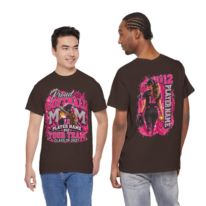 Personalized Softball Mom Shirt, Custom Player Name Number Team, Proud Softball Mom Tee, Class of 2027, Game Day Mom Gift