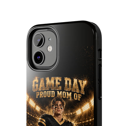 Personalized Game Day Proud Mom Photo Phone Case – Black & Gold