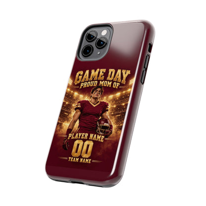 Personalized Game Day Proud Mom Photo Phone Case – Burgundy & Gold