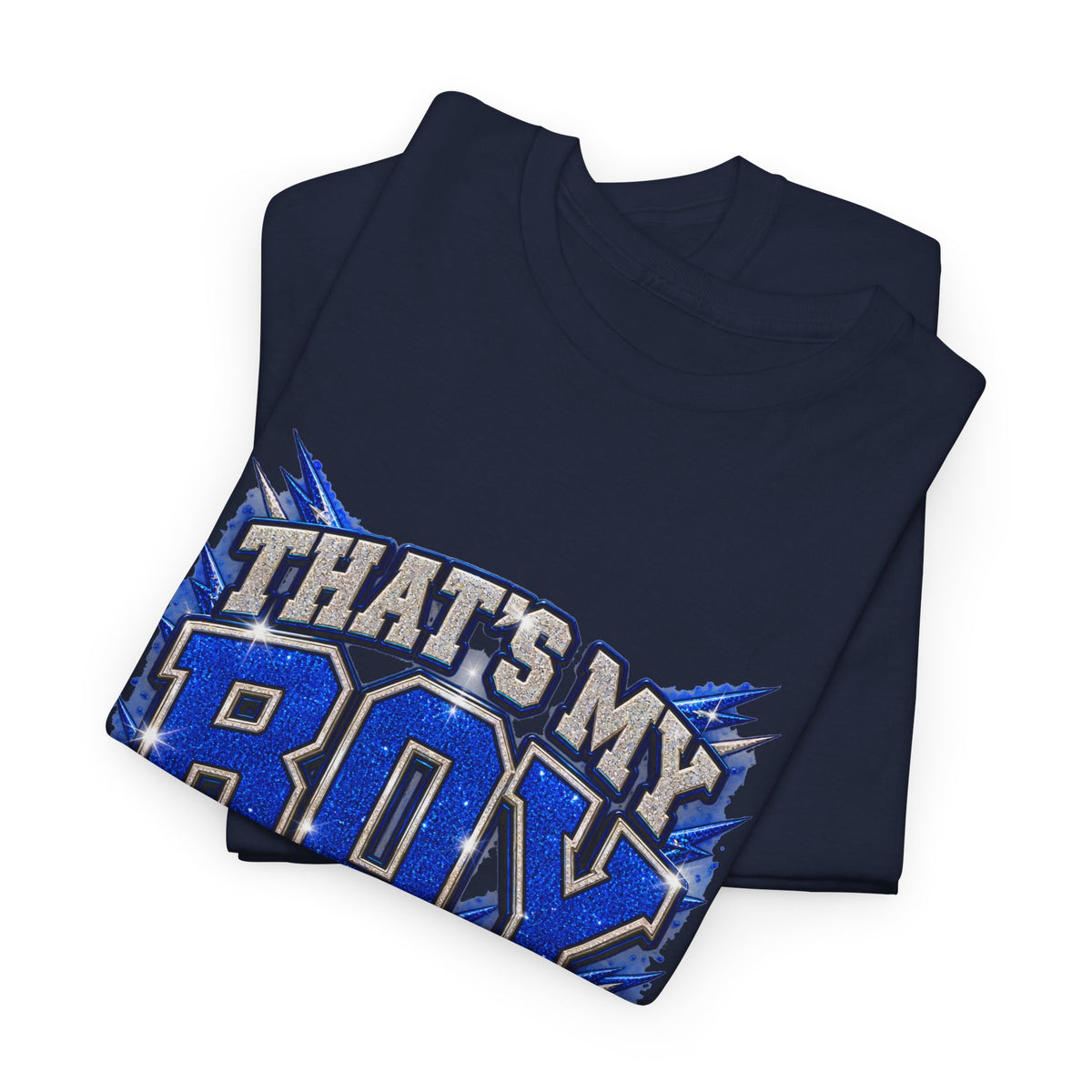 Personalized That's My Boy Football Mom Shirt – Blue Silver, Proud Mom of, Custom Player Name Number & Team