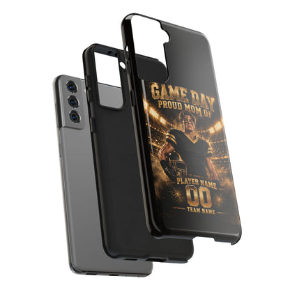 Personalized Game Day Proud Mom Photo Phone Case – Black & Gold