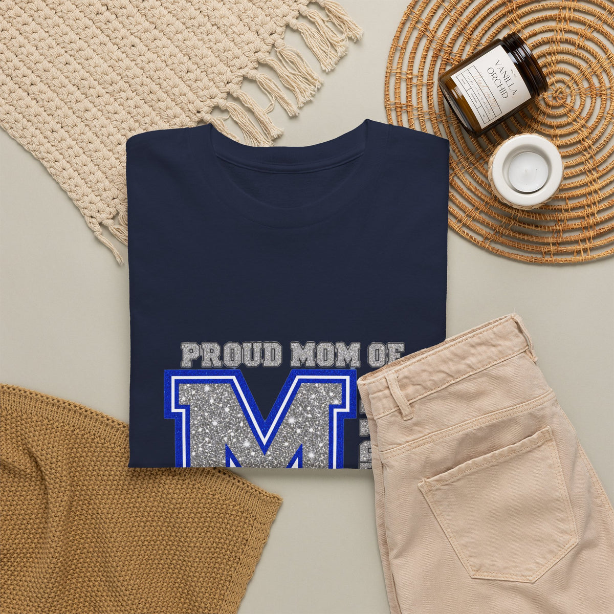 Personalized Football Mom Varsity Monogram Shirt – Proud Mom Of, Custom Player Name Team Number, Printed Glitter